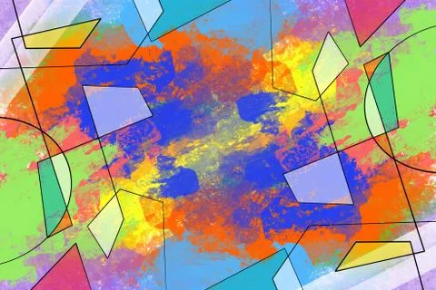 Abstract digital geometric paint background Stock Illustration