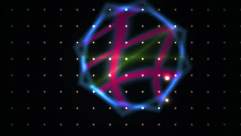 Abstract Digital Geometric Pattern Animation with Glowing Neon Light Lines. Stock Footage 341779649