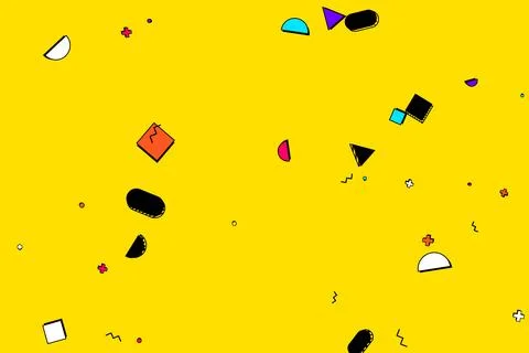 Abstract Digital Geometric Pattern Design Featuring Vibrant Shapes on Yello.. Stock Illustration