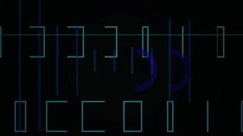 Abstract Digital Glitch Animation with Moving Geometric Shapes and Neon Lines Stock Footage 341783516