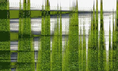Abstract digital glitch art background with distorted green grass textures .. 스톡 일러스트