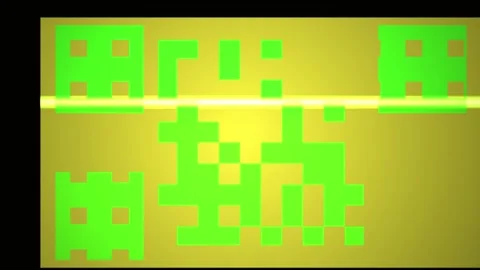 Abstract Digital Glitch Art Featuring Pulsing Neon Green Geometric Patterns. Stock Footage 341779646