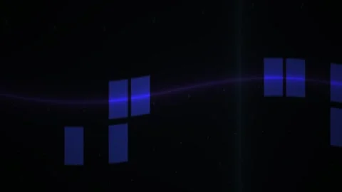 Abstract digital glitch art with flickering blue geometric shapes on dark b.. Stock Footage 341779669