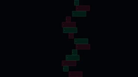 Abstract digital glitch art with glowing rectangular bars on black background Stock Footage 338311361