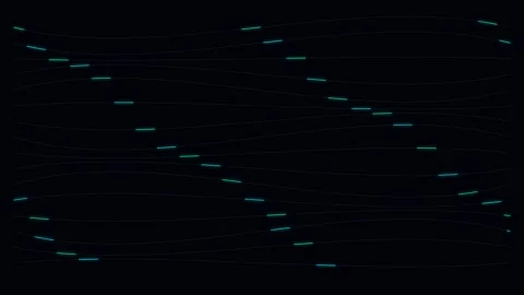 Abstract digital glitch art with glowing horizontal lines on black background Stock Footage 338312094