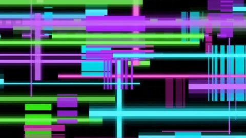 Abstract digital glitch art with neon lines flowing and dancing creating a .. Stock Footage 346092514