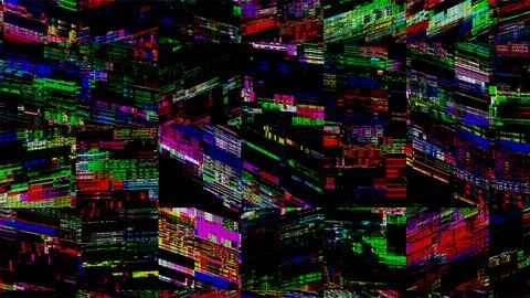 Abstract Digital Glitch Art with Vibrant Colors. Stock Illustration