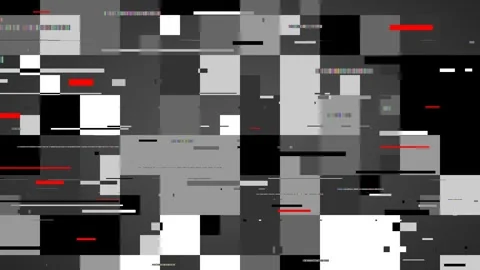Abstract digital glitch background, distorted pixel fragments and bold red Stock Footage 342742415