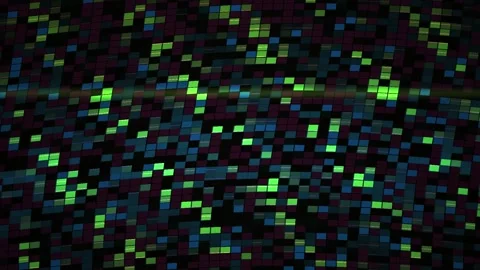 Abstract Digital Glitch Background with Flickering Neon Pixelated Squares. Stock Footage 341779817