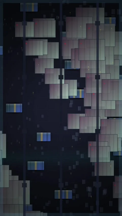 Abstract Digital Glitch Background with Floating Rectangles and Vertical Line Stock Footage 346202779