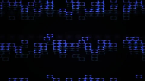 Abstract Digital Glitch Background with Glowing Blue Geometric Pixel Patterns Stock Footage 341779774