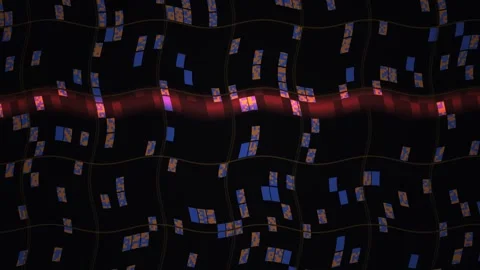 Abstract Digital Glitch Background with Moving Geometric Blue Rectangles an.. Stock Footage 341779838