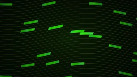 Abstract Digital Glitch Background with Moving Green Rectangles and Wavy Line Stock Footage 341779862