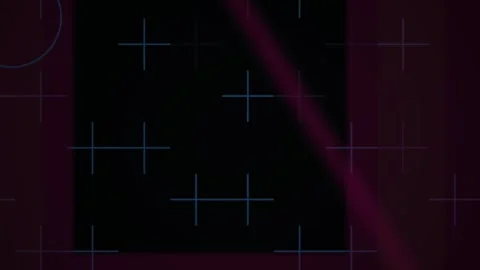 Abstract Digital Glitch Background with Pulsing Crosshair Patterns and Dark.. Stock Footage 340495603