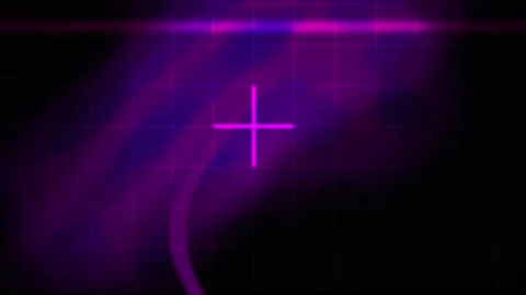 Abstract Digital Glitch Background with Pulsing Neon Crosshair Overlay. Stock Footage 340495804