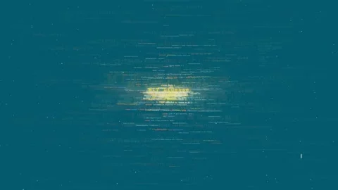 Abstract Digital Glitch Background with Yellow Light Burst and Blue Static Stock Footage 339953653