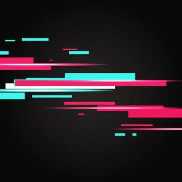 Abstract Digital Glitch Effect Background - Cyan and Magenta Neon Speed Lin.. Stock Illustration