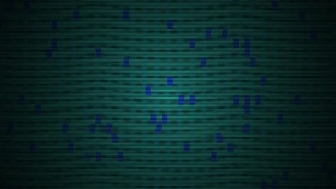Abstract Digital Glitch Effect with Blue Particles on Dark Teal Background. Stock Footage 334444593