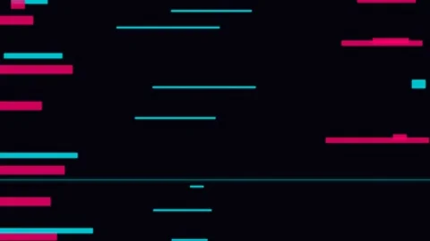 Abstract digital glitch effect with cyan and magenta horizontal line patterns Stock Footage 338312096