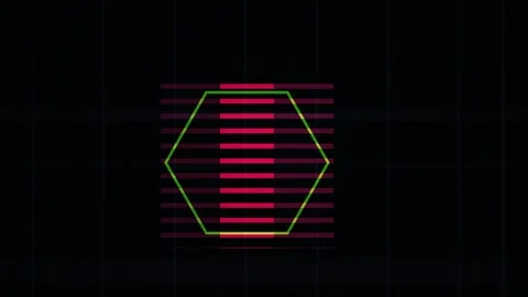 Abstract digital glitch effect with geometric hexagon and scanning lines on.. Stock Footage 334444751