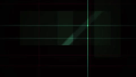 Abstract Digital Glitch Effect with Glowing Green Crosshair Overlay. Stock Footage 341780097