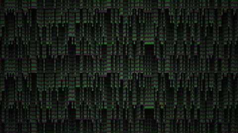 Abstract digital glitch effect with green code streams on black background. Stock Footage 334445333