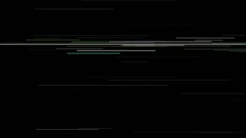Abstract Digital Glitch Effect with Horizontal Data Lines Moving on Black Stock Footage 345763396