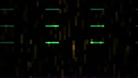 Abstract Digital Glitch Effect with Neon Green Lines and Data Streams. Stock Footage 333912267