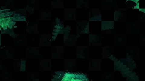 Abstract Digital Glitch Effect with Neon Green Geometric Patterns. Stock Footage 334445400