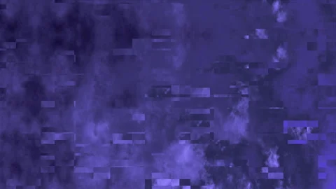 Abstract Digital Glitch Effect Over Dark Purple Smoky Background Stock Footage 338186278