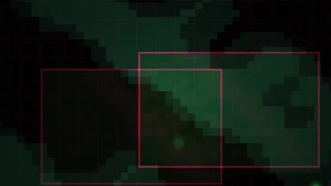 Abstract Digital Glitch Effect with Pulsing Green Light and Geometric Recta.. Stock Footage 340496797