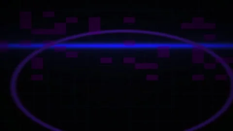 Abstract Digital Glitch Effect with Pulsing Purple Circular Energy Wave. Video stock 340496853