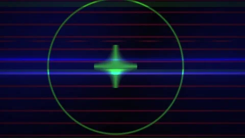 Abstract Digital Glitch Effect with Pulsing Green Crosshair Animation. Stock Footage 341780209