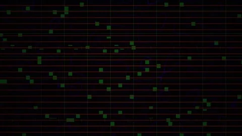 Abstract Digital Glitch Effect with Red Lines and Green Dots. Stock Footage 334445624