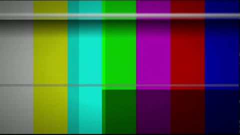 Abstract Digital Glitch Effect with Static Noise and Colorful SMPTE Color Bar Stock Footage 345754223