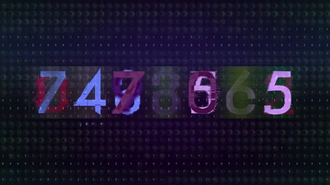 Abstract Digital Glitch Multicolored Numbers Countdown Stockbeeldmateriaal 320688740