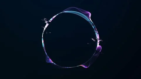 Abstract digital glitch orb with colorful neon fragments, broken cyber dist.. Stock Illustration