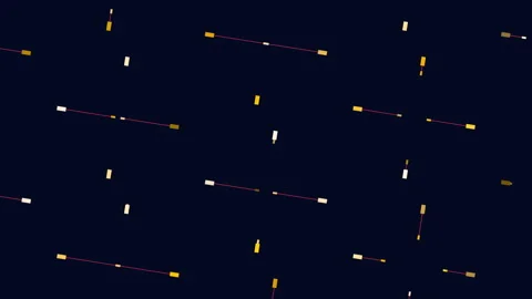 Abstract digital glitch particles and neon lines moving on dark background Видео 330054988