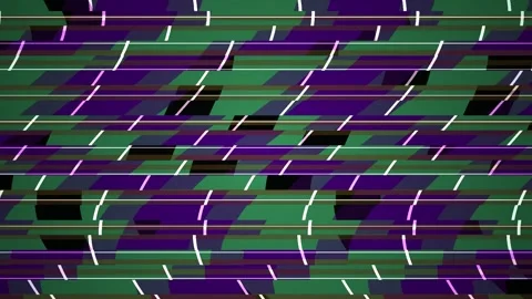 Abstract Digital Glitch Pattern with Green Purple and White Lines. Stock Footage 334445881