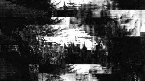 Abstract digital glitch transition in grayscale with futuristic vibes Stock Footage 314964357