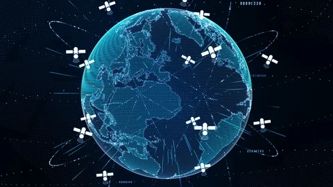 Abstract digital global network connections with satellite signals technology Stock Footage