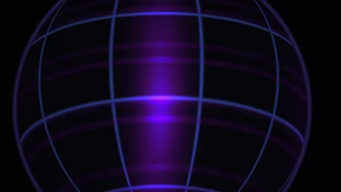Abstract Digital Globe Animation with Glowing Purple Grid Lines and Pulsing.. Stock Footage 341780406
