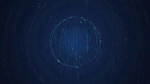 Abstract Digital Globe Animation with Glowing Blue Particles and Data Stock Footage 343432512