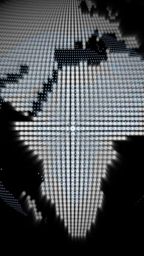 Abstract Digital Globe Composed of Blue and animated White Dots on a Black .. Stock Footage 337463287