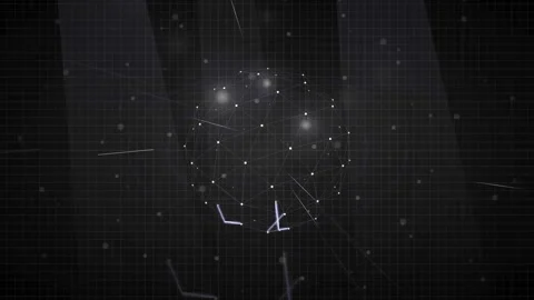 Abstract Digital Globe with Connecting Dots and Lines on Dark Grid Background Stock Footage 339316919
