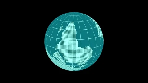 Abstract Digital Globe with Continents Animation, 3d Minimalist Globe Earth.. Stock Footage 314651905