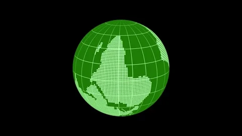 Abstract Digital Globe with Continents Animation, 3d Minimalist Globe Earth.. Stock Footage 314651916
