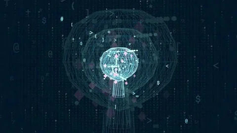 Abstract Digital Globe with Data Streams and Binary Code on Dark Blue 스톡 동영상 343152058