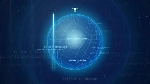 Abstract digital globe with flowing computer code and holographic data Stock Footage 343166198
