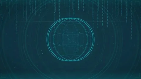 Abstract digital globe with flowing data streams and holographic lines on dark Stock Footage 336772740